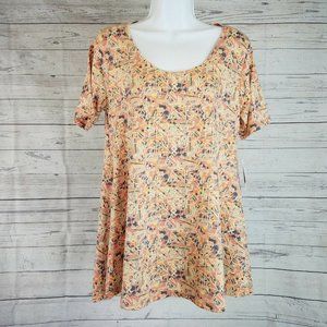 LuLaRoe Womens Perfect T Top Sz XS Pink Geometric Short‎ Sleeve